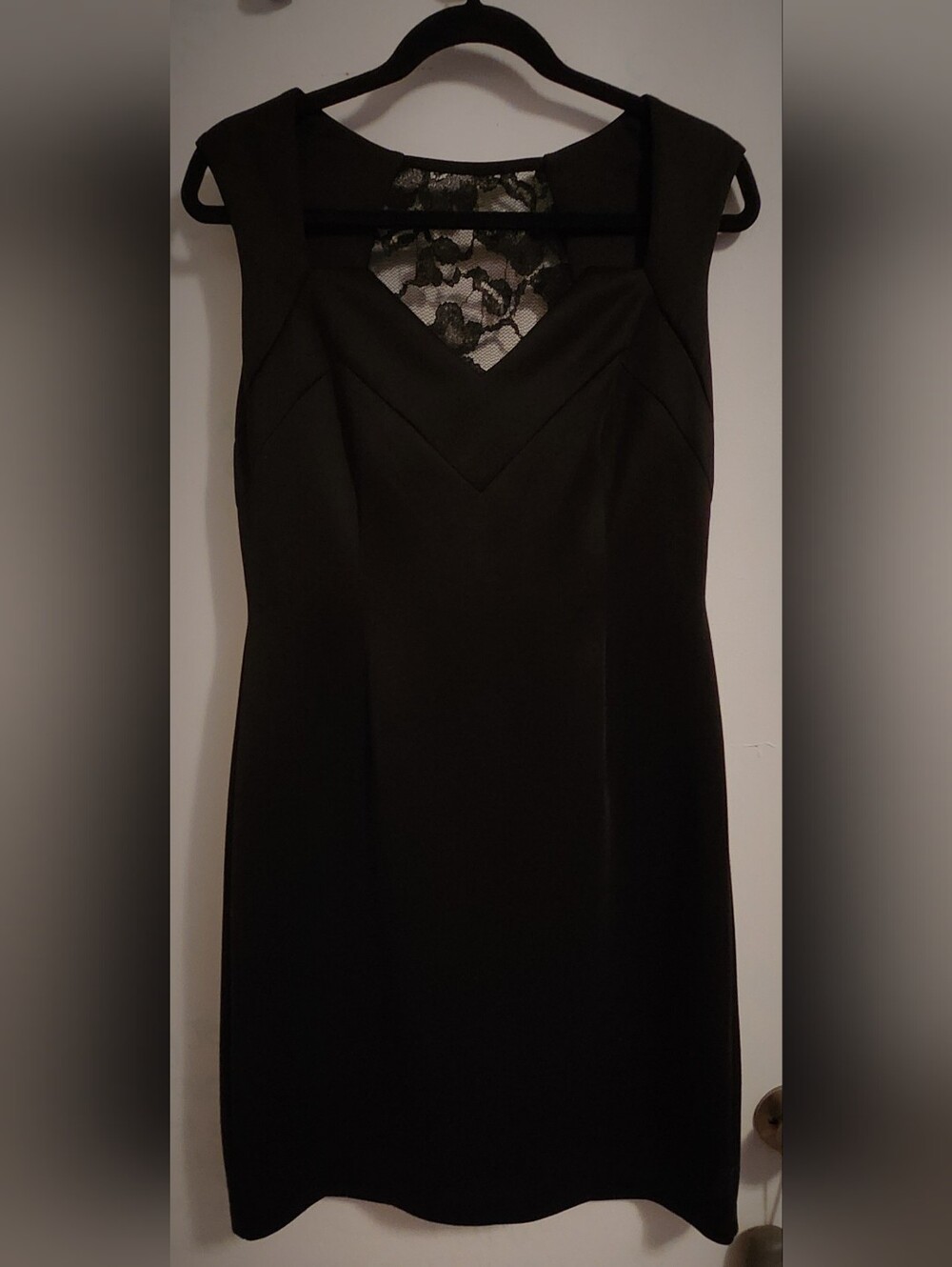 Connected Apparel Black Lace Yoke Sheath Dress